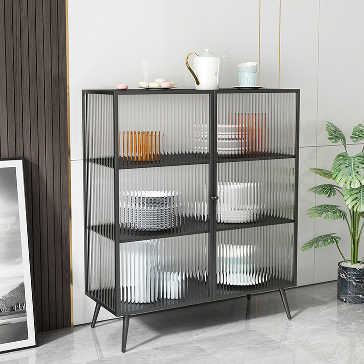 Glass Door Iron Sideboard Modern Server Cabinet with Storage for Dining Room Clearhalo 'buffet_sideboard' 'Buffets & Sideboards' 'furn' 'furn_buffet_sideboard' 'Furniture' 'furniture_buffet_sideboard' 'Kitchen & Dining Furniture' 4974818