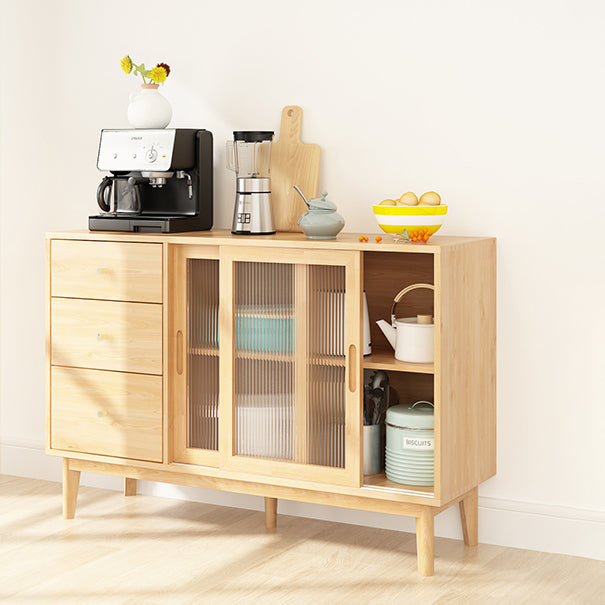 3-Drawer Rubber Wood Sideboard Modern Adjustable Shelving Credenza for Living Room Natural 47"L x 16"W x 32"H Clearhalo 'buffet_sideboard' 'Buffets & Sideboards' 'Furniture' 'furniture_buffet_sideboard' 'Kitchen & Dining Furniture' 4974825