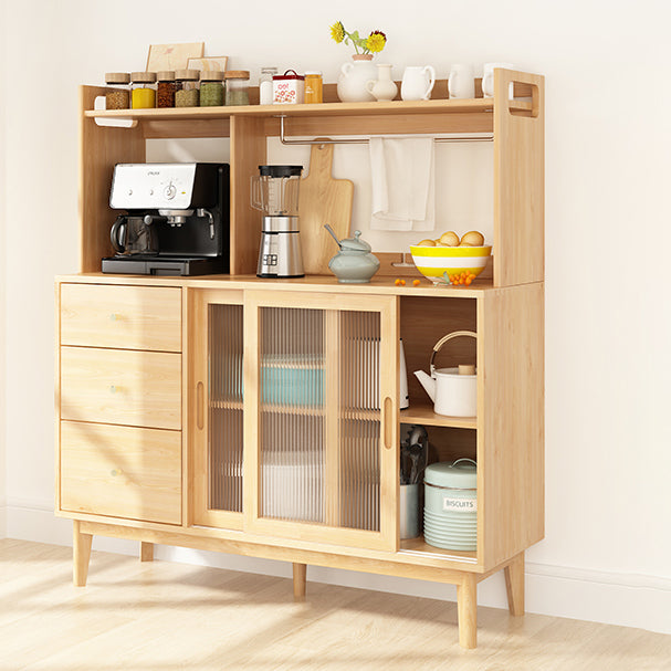 3-Drawer Rubber Wood Sideboard Modern Adjustable Shelving Credenza for Living Room Natural 47"L x 16"W x 52"H Clearhalo 'buffet_sideboard' 'Buffets & Sideboards' 'Furniture' 'furniture_buffet_sideboard' 'Kitchen & Dining Furniture' 4974831