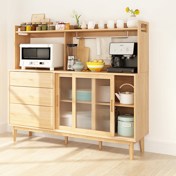 3-Drawer Rubber Wood Sideboard Modern Adjustable Shelving Credenza for Living Room Natural 59"L x 16"W x 52"H Clearhalo 'buffet_sideboard' 'Buffets & Sideboards' 'Furniture' 'furniture_buffet_sideboard' 'Kitchen & Dining Furniture' 4974833