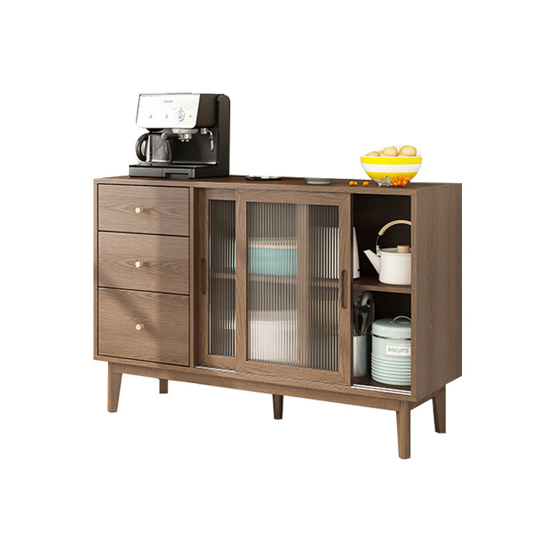 3-Drawer Rubber Wood Sideboard Modern Adjustable Shelving Credenza for Living Room Walnut 47"L x 16"W x 32"H Clearhalo 'buffet_sideboard' 'Buffets & Sideboards' 'Furniture' 'furniture_buffet_sideboard' 'Kitchen & Dining Furniture' 4974840