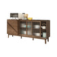 3-Drawer Rubber Wood Sideboard Modern Adjustable Shelving Credenza for Living Room Walnut 71"L x 16"W x 32"H Clearhalo 'buffet_sideboard' 'Buffets & Sideboards' 'Furniture' 'furniture_buffet_sideboard' 'Kitchen & Dining Furniture' 4974844