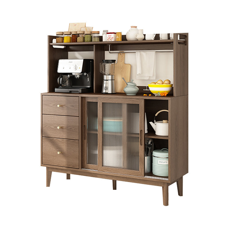 3-Drawer Rubber Wood Sideboard Modern Adjustable Shelving Credenza for Living Room Walnut 47"L x 16"W x 52"H Clearhalo 'buffet_sideboard' 'Buffets & Sideboards' 'Furniture' 'furniture_buffet_sideboard' 'Kitchen & Dining Furniture' 4974846