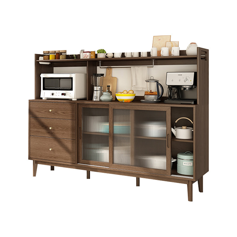 3-Drawer Rubber Wood Sideboard Modern Adjustable Shelving Credenza for Living Room Walnut 71"L x 16"W x 52"H Clearhalo 'buffet_sideboard' 'Buffets & Sideboards' 'Furniture' 'furniture_buffet_sideboard' 'Kitchen & Dining Furniture' 4974850
