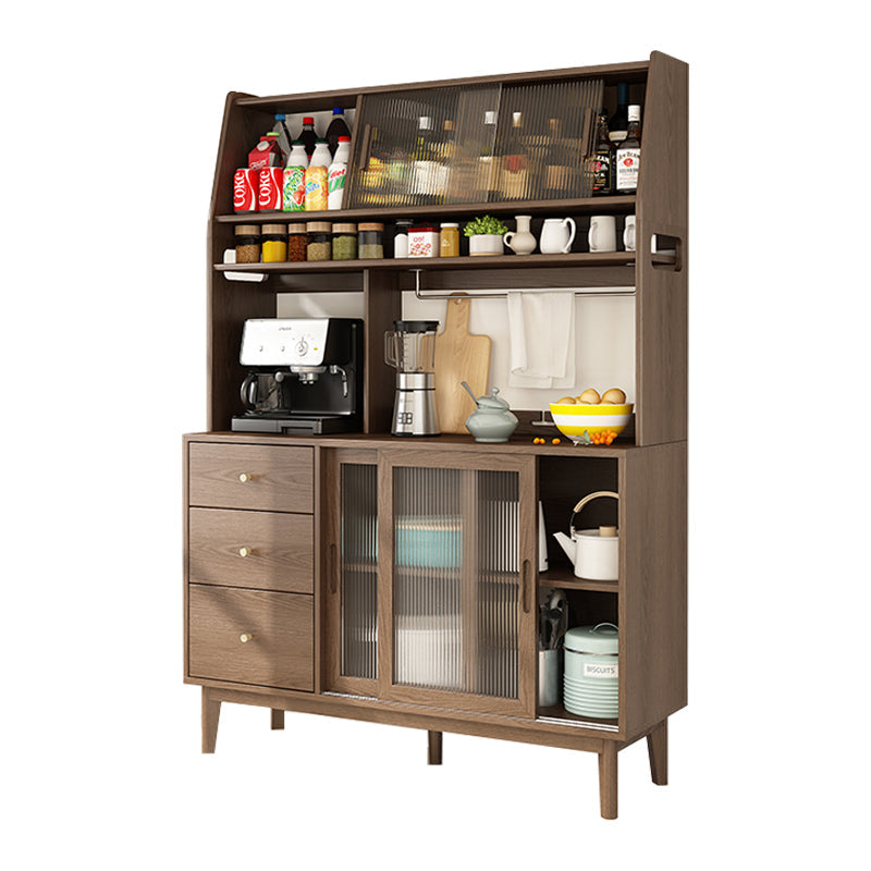 3-Drawer Rubber Wood Sideboard Modern Adjustable Shelving Credenza for Living Room Walnut 47"L x 16"W x 67"H Clearhalo 'buffet_sideboard' 'Buffets & Sideboards' 'Furniture' 'furniture_buffet_sideboard' 'Kitchen & Dining Furniture' 4974853