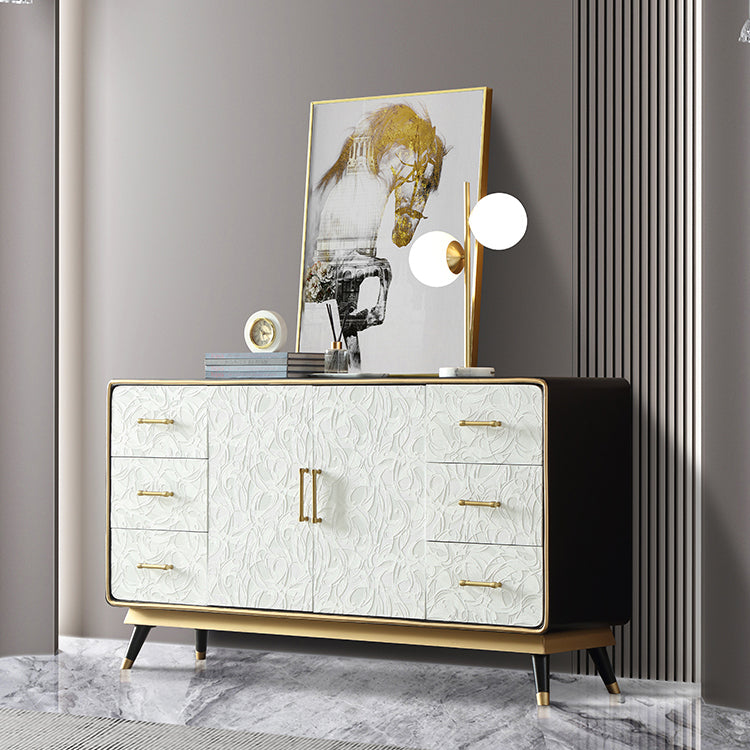 Glam Birch Sideboard Adjustable Shelving Cabinets Credenza with Drawer for Living Room Clearhalo 'buffet_sideboard' 'Buffets & Sideboards' 'furn' 'furn_buffet_sideboard' 'Furniture' 'furniture_buffet_sideboard' 'Kitchen & Dining Furniture' 4974866