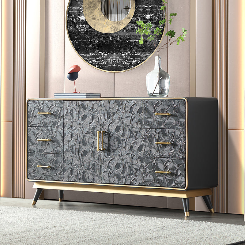 Glam Birch Sideboard Adjustable Shelving Cabinets Credenza with Drawer for Living Room Clearhalo 'buffet_sideboard' 'Buffets & Sideboards' 'furn' 'furn_buffet_sideboard' 'Furniture' 'furniture_buffet_sideboard' 'Kitchen & Dining Furniture' 4974867