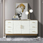 Glam Birch Sideboard Adjustable Shelving Cabinets Credenza with Drawer for Living Room White Clearhalo 'buffet_sideboard' 'Buffets & Sideboards' 'furn' 'furn_buffet_sideboard' 'Furniture' 'furniture_buffet_sideboard' 'Kitchen & Dining Furniture' 4974873