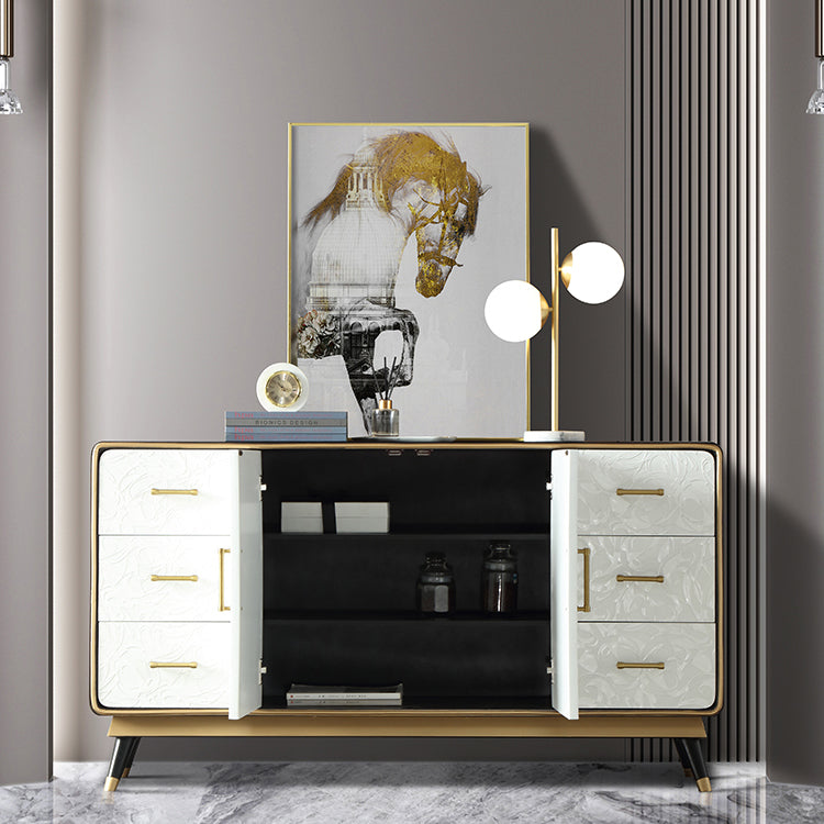 Glam Birch Sideboard Adjustable Shelving Cabinets Credenza with Drawer for Living Room Clearhalo 'buffet_sideboard' 'Buffets & Sideboards' 'furn' 'furn_buffet_sideboard' 'Furniture' 'furniture_buffet_sideboard' 'Kitchen & Dining Furniture' 4974879