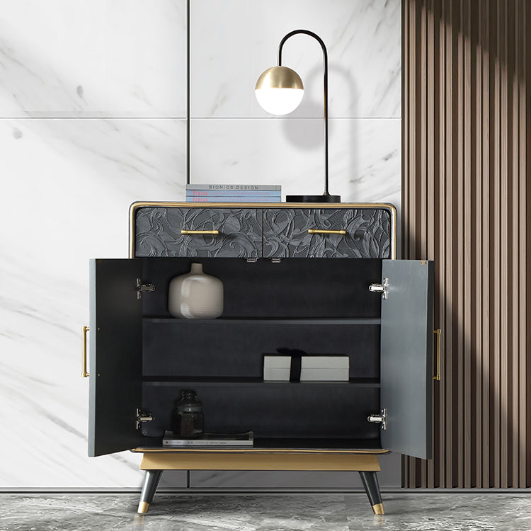 Glam Birch Sideboard Adjustable Shelving Cabinets Credenza with Drawer for Living Room Clearhalo 'buffet_sideboard' 'Buffets & Sideboards' 'furn' 'furn_buffet_sideboard' 'Furniture' 'furniture_buffet_sideboard' 'Kitchen & Dining Furniture' 4974880