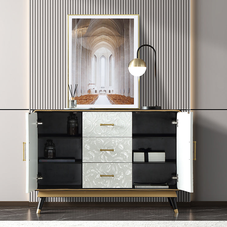 Glam Birch Sideboard Adjustable Shelving Cabinets Credenza with Drawer for Living Room Clearhalo 'buffet_sideboard' 'Buffets & Sideboards' 'furn' 'furn_buffet_sideboard' 'Furniture' 'furniture_buffet_sideboard' 'Kitchen & Dining Furniture' 4974883