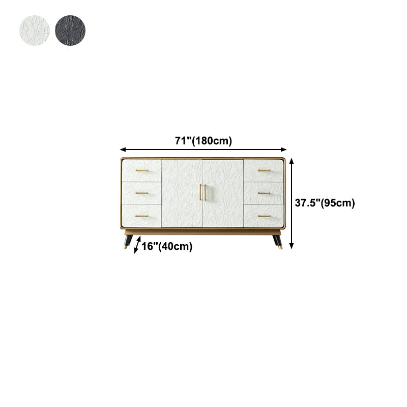 Glam Birch Sideboard Adjustable Shelving Cabinets Credenza with Drawer for Living Room Clearhalo 'buffet_sideboard' 'Buffets & Sideboards' 'furn' 'furn_buffet_sideboard' 'Furniture' 'furniture_buffet_sideboard' 'Kitchen & Dining Furniture' 4974887