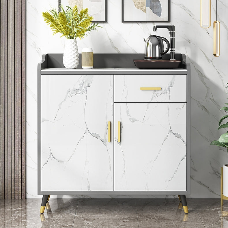1-Drawer Engineered Wood Sideboard Glam Stone Countertop Credenza for Living Room Clearhalo 'buffet_sideboard' 'Buffets & Sideboards' 'furn' 'furn_buffet_sideboard' 'Furniture' 'furniture_buffet_sideboard' 'Kitchen & Dining Furniture' 4974888
