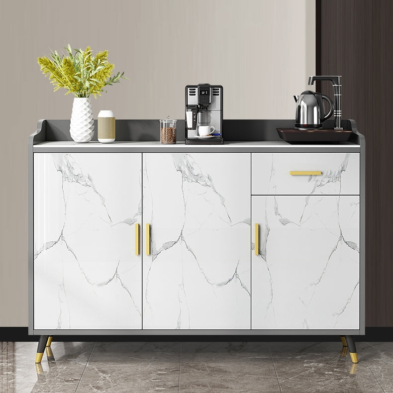 1-Drawer Engineered Wood Sideboard Glam Stone Countertop Credenza for Living Room Clearhalo 'buffet_sideboard' 'Buffets & Sideboards' 'furn' 'furn_buffet_sideboard' 'Furniture' 'furniture_buffet_sideboard' 'Kitchen & Dining Furniture' 4974891