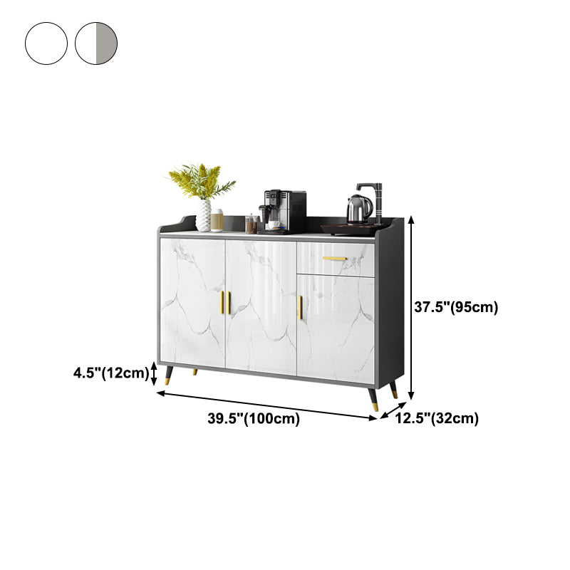 1-Drawer Engineered Wood Sideboard Glam Stone Countertop Credenza for Living Room Clearhalo 'buffet_sideboard' 'Buffets & Sideboards' 'furn' 'furn_buffet_sideboard' 'Furniture' 'furniture_buffet_sideboard' 'Kitchen & Dining Furniture' 4974906