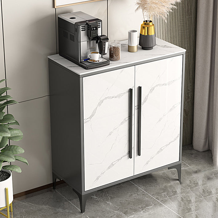 Stone Kitchen Sideboard Cabinet Modern Server Cabinet with Storage White Clearhalo 'buffet_sideboard' 'Buffets & Sideboards' 'Furniture' 'furniture_buffet_sideboard' 'Kitchen & Dining Furniture' 4974937