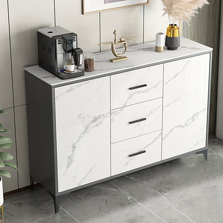 Stone Kitchen Sideboard Cabinet Modern Server Cabinet with Storage White Clearhalo 'buffet_sideboard' 'Buffets & Sideboards' 'Furniture' 'furniture_buffet_sideboard' 'Kitchen & Dining Furniture' 4974938