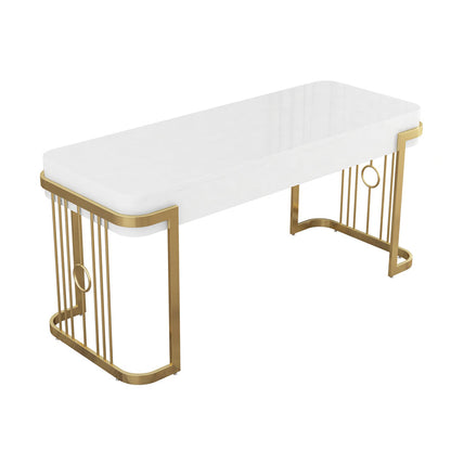 Home Office Writing Desk Glam Style Curved Imitation Marble Writing Desk Manufactured Wood Clearhalo 'furn' 'furn_office_desk' 'Furniture' 'furniture_office_desk' 'Office Desks' 'Office Furniture' 'office_desk' 4975022