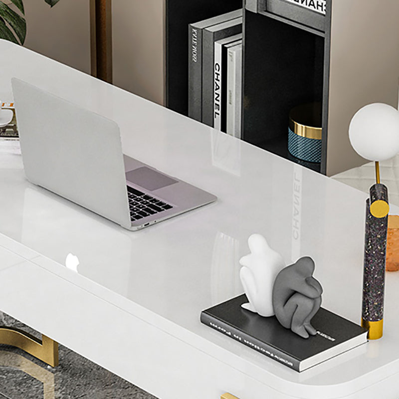 Home Office Writing Desk Glam Style Curved Imitation Marble Writing Desk Clearhalo 'furn' 'furn_office_desk' 'Furniture' 'furniture_office_desk' 'Office Desks' 'Office Furniture' 'office_desk' 4975029