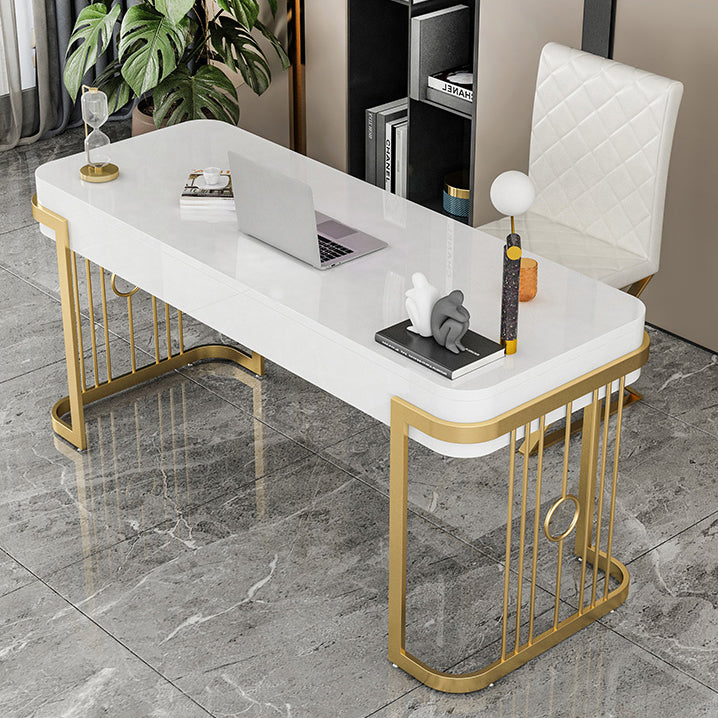 Home Office Writing Desk Glam Style Curved Imitation Marble Writing Desk Clearhalo 'furn' 'furn_office_desk' 'Furniture' 'furniture_office_desk' 'Office Desks' 'Office Furniture' 'office_desk' 4975032
