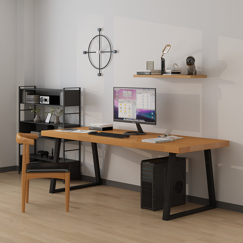 Industrial Style Home Office Desk Rectangle Solid Wood Writing Desk 63"L x 27.6"W x 29.5"H Clearhalo 'furn' 'furn_office_desk' 'Furniture' 'furniture_office_desk' 'Office Desks' 'Office Furniture' 'office_desk' 4975058