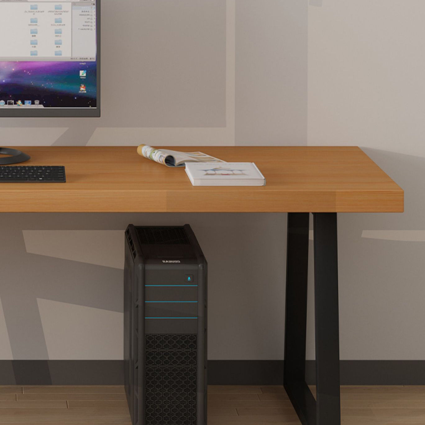 Industrial Style Home Office Desk Rectangle Solid Wood Writing Desk Clearhalo 'furn' 'furn_office_desk' 'Furniture' 'furniture_office_desk' 'Office Desks' 'Office Furniture' 'office_desk' 4975062