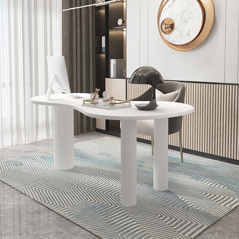 Home Office Writing Desk Industrial Pine Solid Wood Writing Desk 63"L x 27.6"W x 29.5"H White Clearhalo 'furn' 'furn_office_desk' 'Furniture' 'furniture_office_desk' 'Office Desks' 'Office Furniture' 'office_desk' 4975085