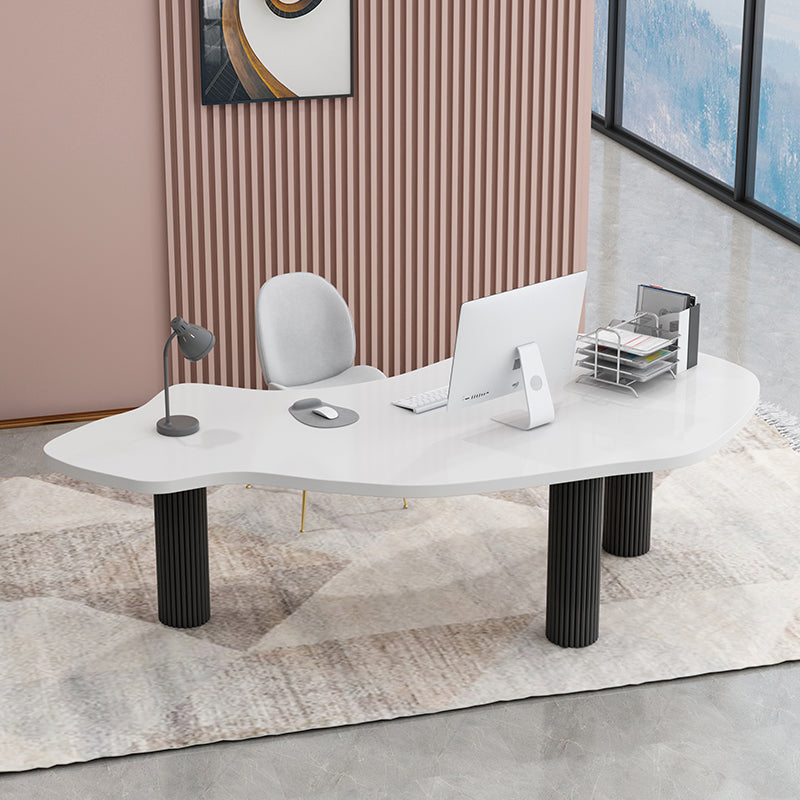 Home Office Pedestal Writing Desk Industrial Solid Wood Writing Desk 63"L x 27.6"W x 29.5"H Black White Clearhalo 'furn' 'furn_office_desk' 'Furniture' 'furniture_office_desk' 'Office Desks' 'Office Furniture' 'office_desk' 4975135