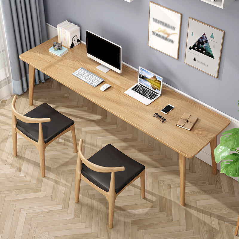 Modern Style Curved Office Desk Solid Wood Writing Desk for Home 47"L x 16"W x 30"H Natural Clearhalo 'furn' 'furn_office_desk' 'Furniture' 'furniture_office_desk' 'Office Desks' 'Office Furniture' 'office_desk' 4975148
