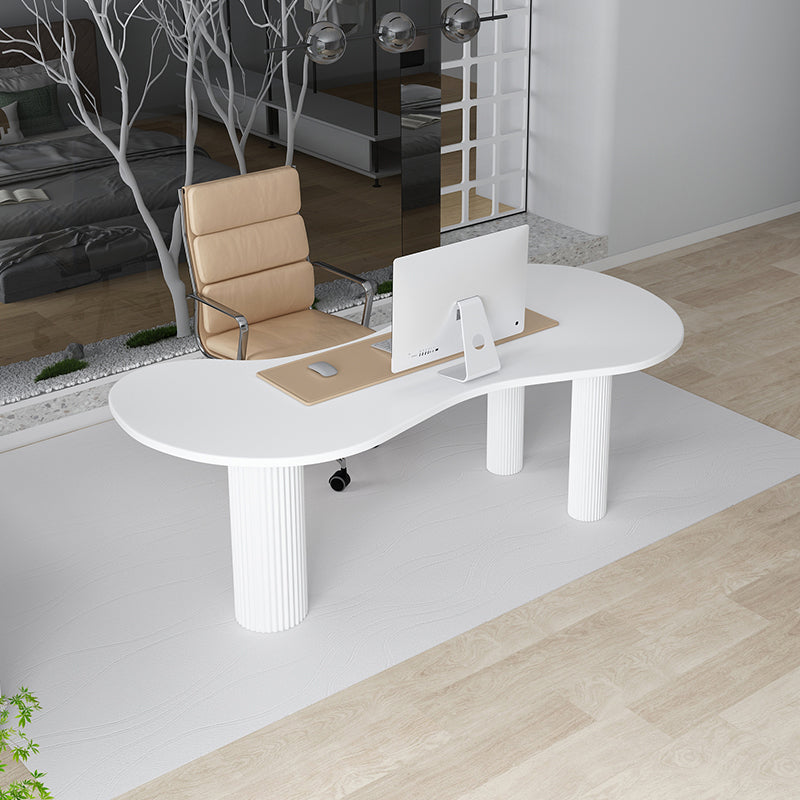 Home Office Writing Desk Industrial Style Solid Wood Writing Desk 63"L x 27.6"W x 29.5"H White Clearhalo 'furn' 'furn_office_desk' 'Furniture' 'furniture_office_desk' 'Office Desks' 'Office Furniture' 'office_desk' 4975166