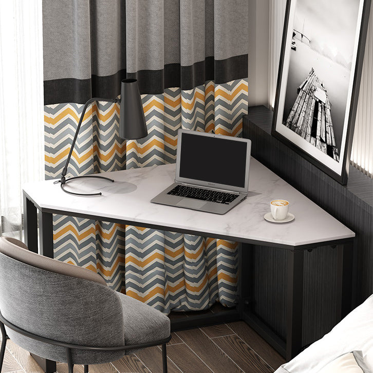 Corner Desk Modern Style SLATE Top Black Metal Legs for Bedroom Clearhalo 'furn' 'furn_office_desk' 'Furniture' 'furniture_office_desk' 'Office Desks' 'Office Furniture' 'office_desk' 4975184