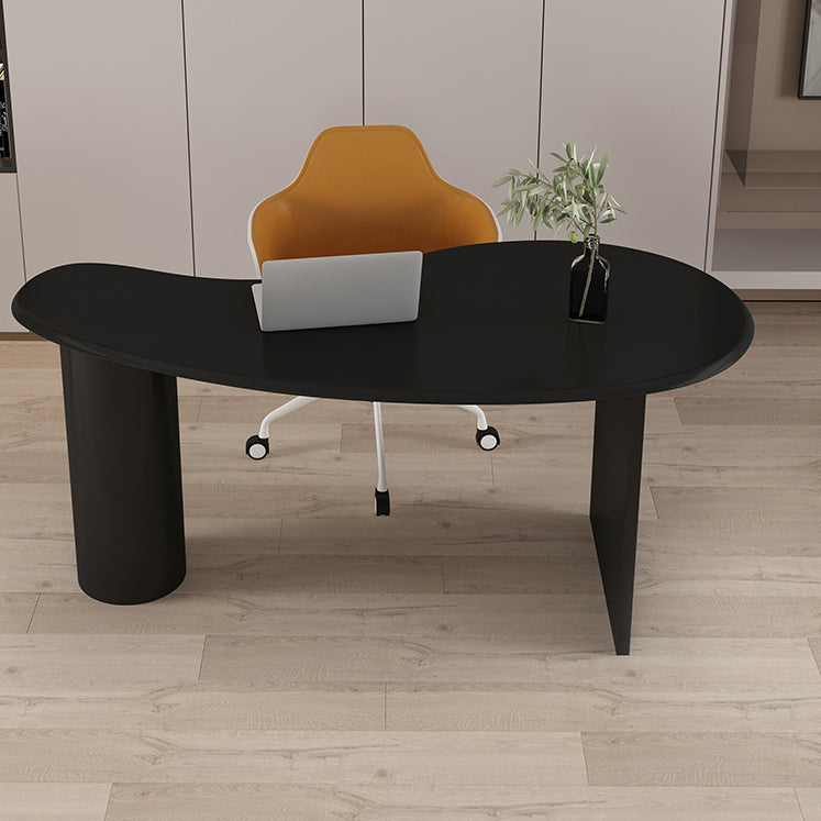Home Office Writing Desk Industrial Style Solid Wood Office Desk 55.1"L x 27.6"W x 29.5"H Black Clearhalo 'furn' 'furn_office_desk' 'Furniture' 'furniture_office_desk' 'Office Desks' 'Office Furniture' 'office_desk' 4975196