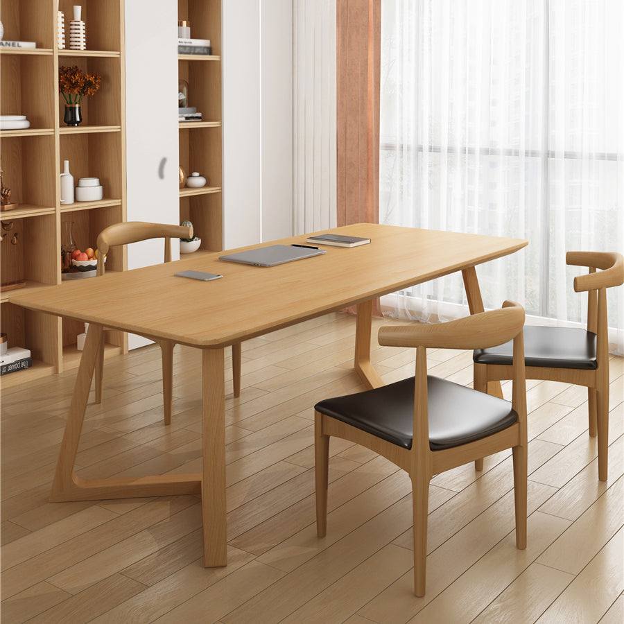 Modern Style Home Office Desk Rectangular Solid Wood Writing Desk 63"L x 27.6"W x 29.5"H Natural Clearhalo 'furn' 'furn_office_desk' 'Furniture' 'furniture_office_desk' 'Office Desks' 'Office Furniture' 'office_desk' 4975208