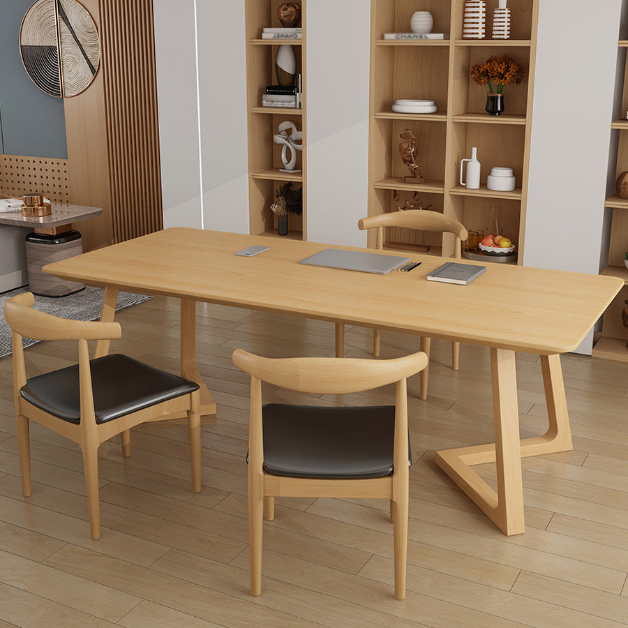 Modern Style Home Office Desk Rectangular Solid Wood Writing Desk 70.9"L x 31.5"W x 29.5"H Natural Clearhalo 'furn' 'furn_office_desk' 'Furniture' 'furniture_office_desk' 'Office Desks' 'Office Furniture' 'office_desk' 4975211