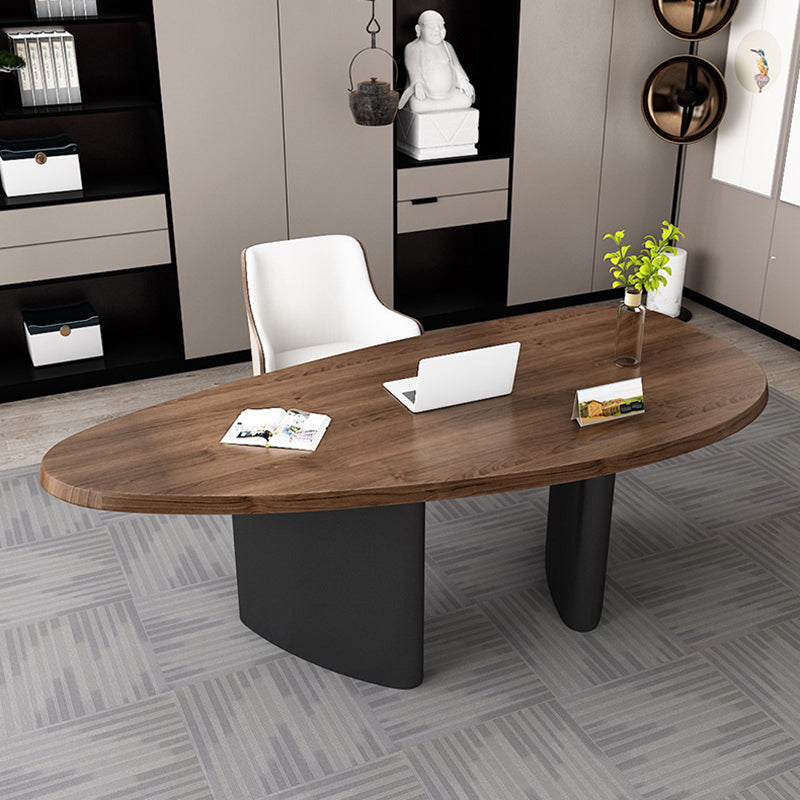 Free Form Work Table Home Office Solid Wood Industrial Writing Desk 55.1"L x 27.6"W x 29.5"H Brown Clearhalo 'furn' 'furn_office_desk' 'Furniture' 'furniture_office_desk' 'Office Desks' 'Office Furniture' 'office_desk' 4975282