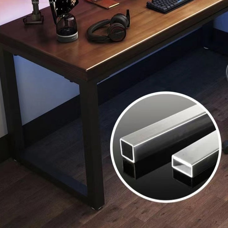 Modern Style Rectangular Writing Desk with Solid Wood Top and Black Iron Legs Clearhalo 'Furniture' 'furniture_office_desk' 'Office Desks' 'Office Furniture' 'office_desk' 4975305