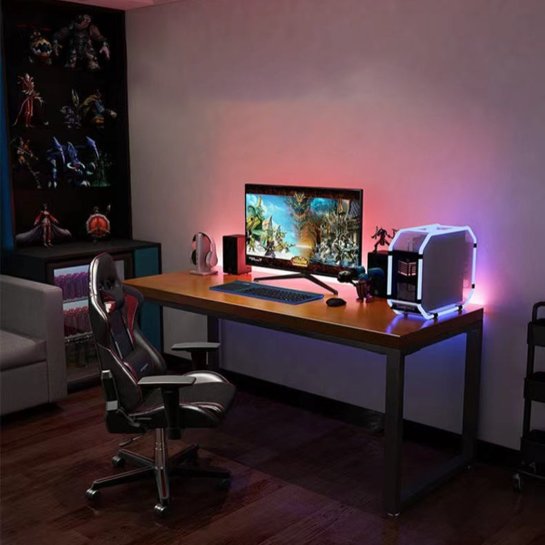 Modern Style Rectangular Writing Desk with Solid Wood Top and Black Iron Legs Clearhalo 'Furniture' 'furniture_office_desk' 'Office Desks' 'Office Furniture' 'office_desk' 4975309