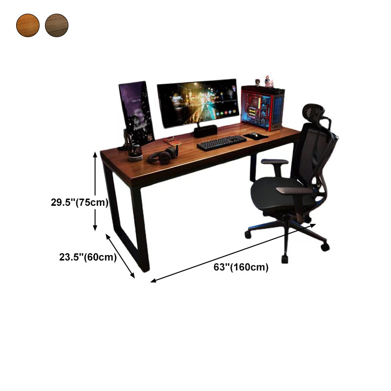 Modern Style Rectangular Writing Desk with Solid Wood Top and Black Iron Legs Clearhalo 'Furniture' 'furniture_office_desk' 'Office Desks' 'Office Furniture' 'office_desk' 4975318