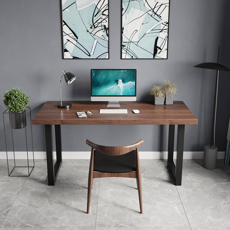 Industrial Style Office Desk Rectangular Solid Wood Desk with Black Legs 70.9"L x 31.5"W x 29.5"H Clearhalo 'furn' 'furn_office_desk' 'Furniture' 'furniture_office_desk' 'Office Desks' 'Office Furniture' 'office_desk' 4975322