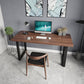 Industrial Style Office Desk Rectangular Solid Wood Desk with Black Legs 78.7"L x 31.5"W x 29.5"H Clearhalo 'furn' 'furn_office_desk' 'Furniture' 'furniture_office_desk' 'Office Desks' 'Office Furniture' 'office_desk' 4975323