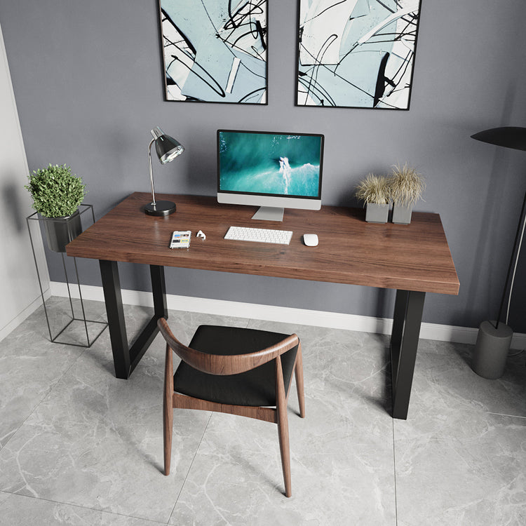 Industrial Style Office Desk Rectangular Solid Wood Desk with Black Legs 78.7"L x 31.5"W x 29.5"H Clearhalo 'furn' 'furn_office_desk' 'Furniture' 'furniture_office_desk' 'Office Desks' 'Office Furniture' 'office_desk' 4975323