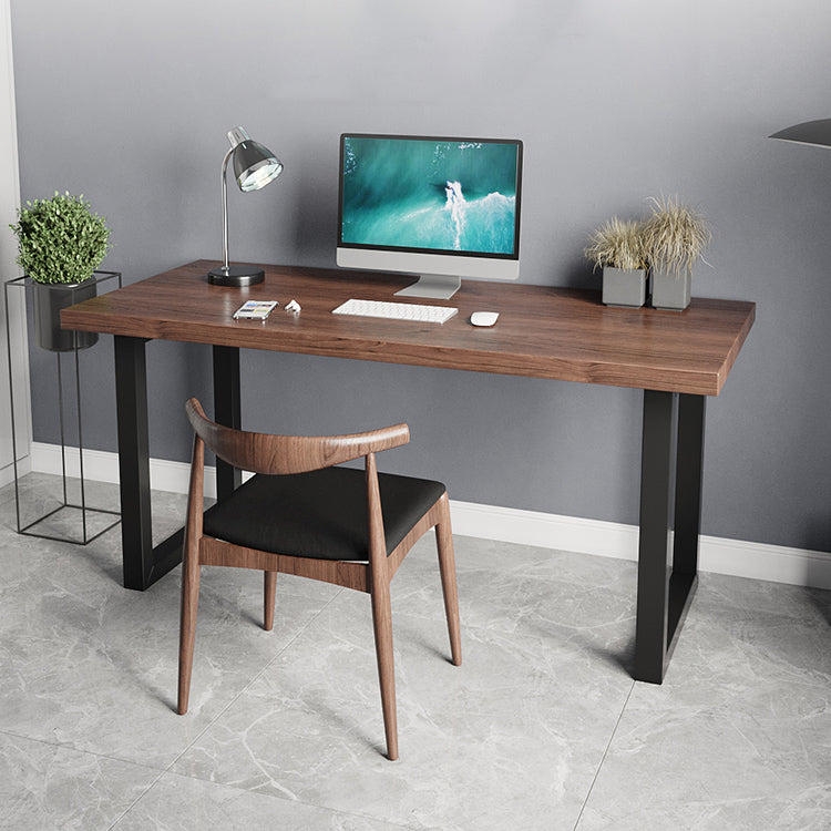 Industrial Style Office Desk Rectangular Solid Wood Desk with Black Legs 55.1"L x 27.6"W x 29.5"H Clearhalo 'furn' 'furn_office_desk' 'Furniture' 'furniture_office_desk' 'Office Desks' 'Office Furniture' 'office_desk' 4975324