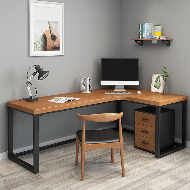Industrial Style Writing Desk L-Shape Solid Wood Office Desk 70.9"L x 31.5"W x 29.5"H Right Hand Return Clearhalo 'furn' 'furn_office_desk' 'Furniture' 'furniture_office_desk' 'Office Desks' 'Office Furniture' 'office_desk' 4975346