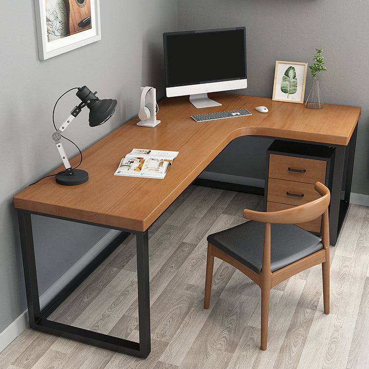 Industrial Style Writing Desk L-Shape Solid Wood Office Desk 63"L x 31.5"W x 29.5"H Right Hand Return Clearhalo 'furn' 'furn_office_desk' 'Furniture' 'furniture_office_desk' 'Office Desks' 'Office Furniture' 'office_desk' 4975347