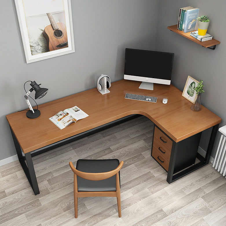 Industrial Style Writing Desk L-Shape Solid Wood Office Desk 47.2"L x 31.5"W x 29.5"H Right Hand Return Clearhalo 'furn' 'furn_office_desk' 'Furniture' 'furniture_office_desk' 'Office Desks' 'Office Furniture' 'office_desk' 4975348