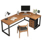 Industrial Style Writing Desk L-Shape Solid Wood Office Desk Clearhalo 'furn' 'furn_office_desk' 'Furniture' 'furniture_office_desk' 'Office Desks' 'Office Furniture' 'office_desk' 4975355