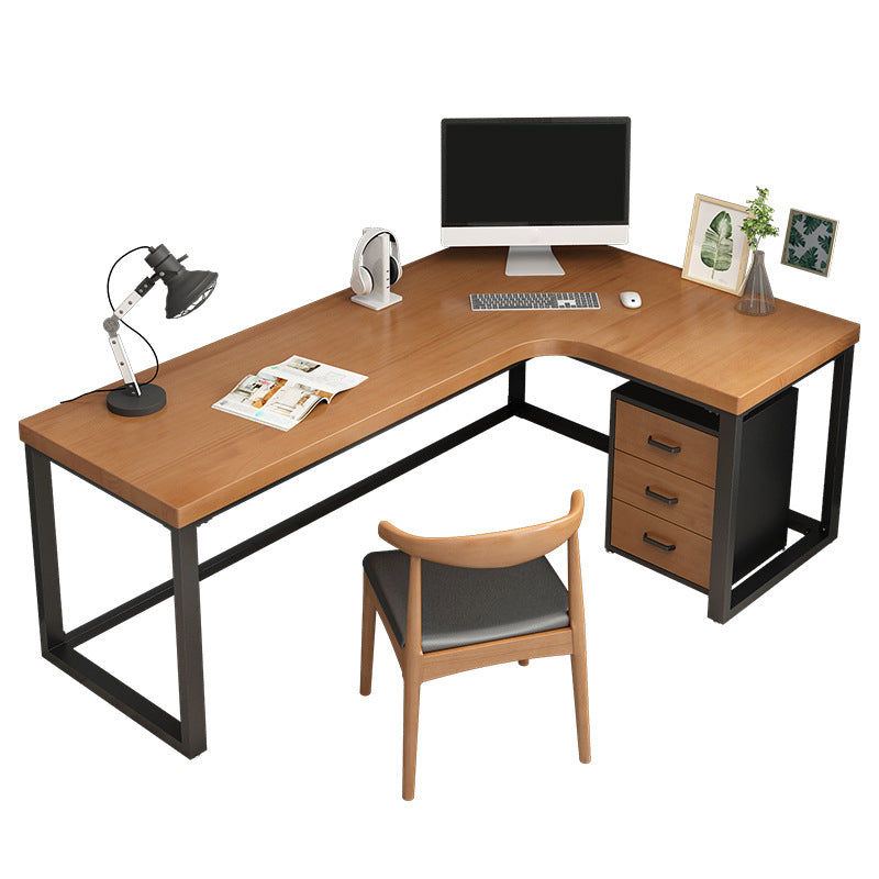 Industrial Style Writing Desk L-Shape Solid Wood Office Desk Clearhalo 'furn' 'furn_office_desk' 'Furniture' 'furniture_office_desk' 'Office Desks' 'Office Furniture' 'office_desk' 4975355