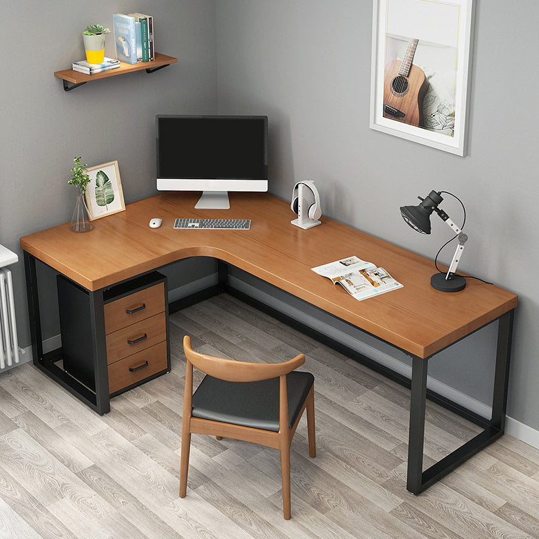 Industrial Style Writing Desk L-Shape Solid Wood Office Desk 55.1"L x 31.5"W x 29.5"H Left Hand Return Clearhalo 'furn' 'furn_office_desk' 'Furniture' 'furniture_office_desk' 'Office Desks' 'Office Furniture' 'office_desk' 4975356