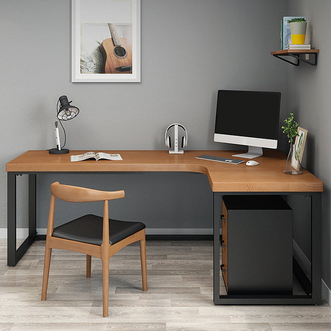 Industrial Style Writing Desk L-Shape Solid Wood Office Desk Clearhalo 'furn' 'furn_office_desk' 'Furniture' 'furniture_office_desk' 'Office Desks' 'Office Furniture' 'office_desk' 4975357