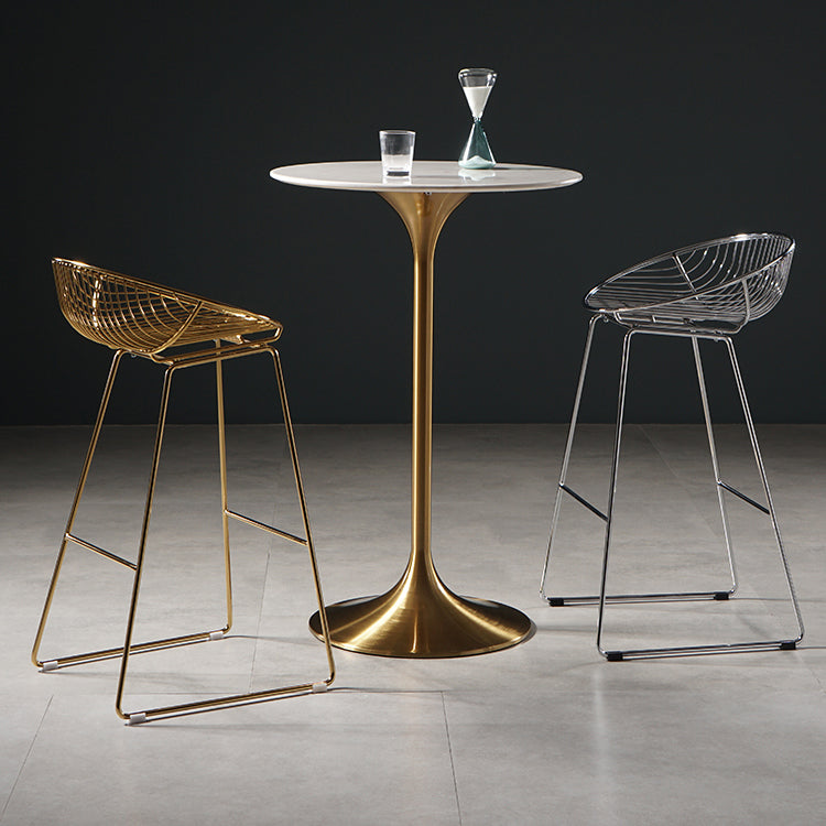 Stone Bar Dining Table Glam Round Bar Table with Pedestal for Dining Room Clearhalo 'Bar Furniture' 'Bar Tables' 'bar_tables' 'furn' 'furn_bar_tables' 'Furniture' 'furniture_bar_tables' 'Kitchen & Dining Furniture' 4976460